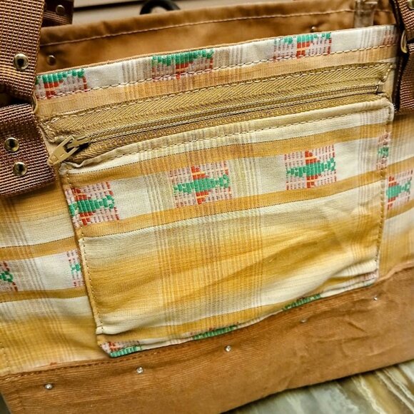 New Southwestern Phoenix Tote Shopper Purse Bag Rust Gold Double handle Carryall - Picture 3 of 11